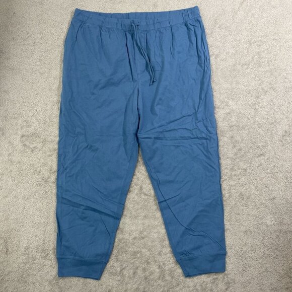 NWOT Lands' End Men's XXL Lounge Pants Blue 100% Cotton Elastic Waist - Picture 2 of 7